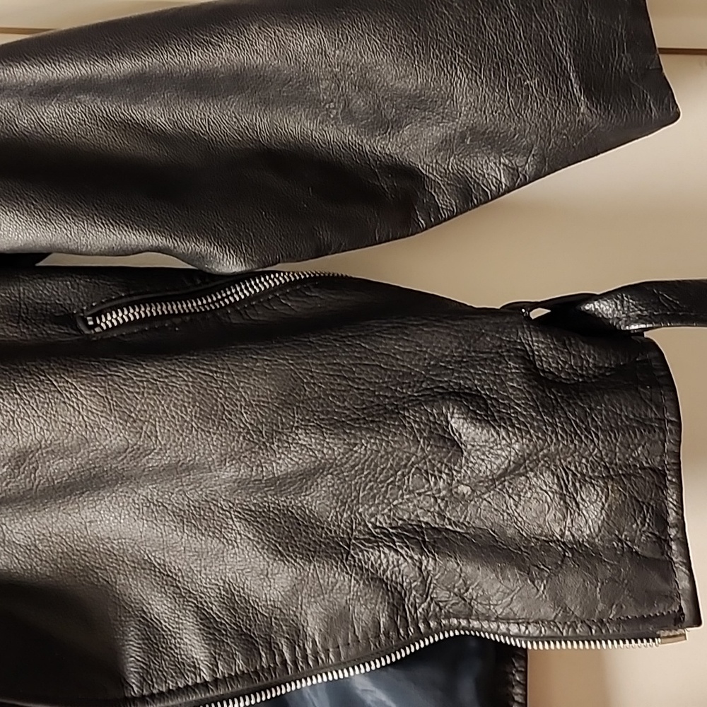 Leather motorcycle jacket By Contempo Casuals 1990 or so  Small - Picture 6 of 17